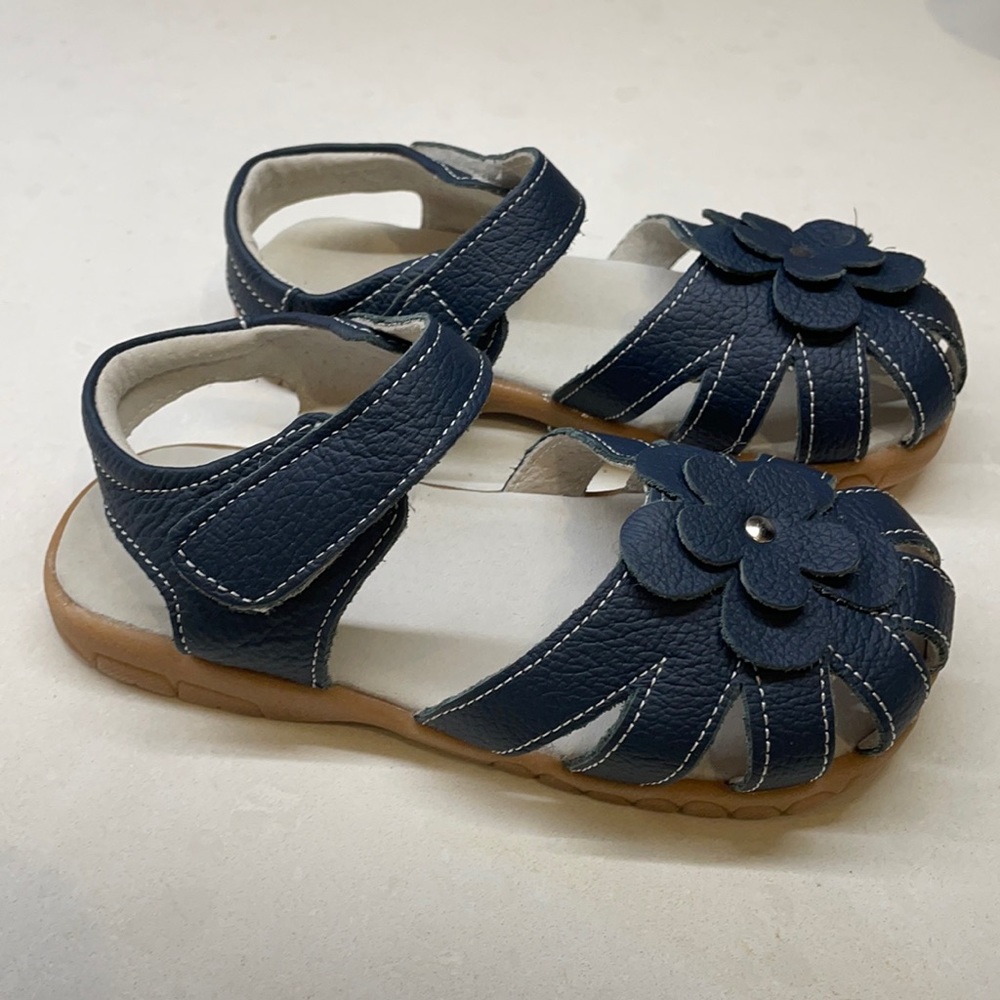 Navy leather sandals